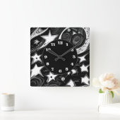 Abstracte moon en sterren vierkante klok (Huis)