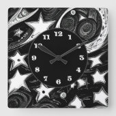 Abstracte moon en sterren vierkante klok (Voorkant)