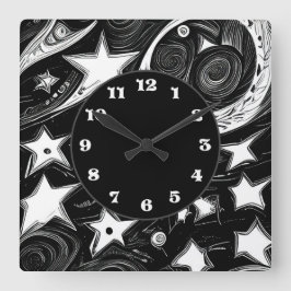 Abstracte moon en sterren vierkante klok