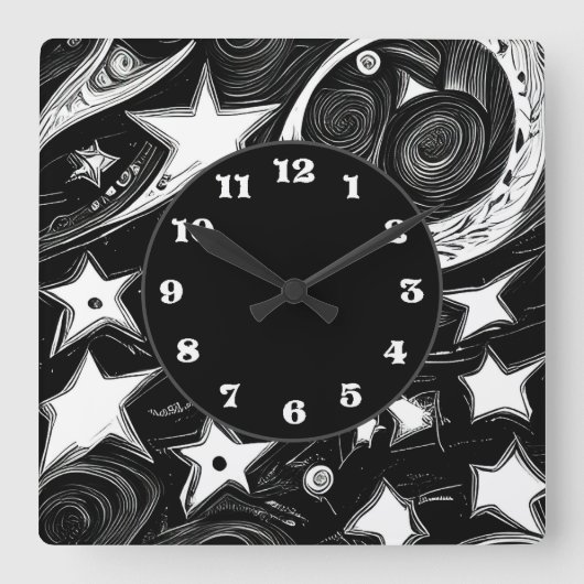 Abstracte moon en sterren vierkante klok (Voorkant)