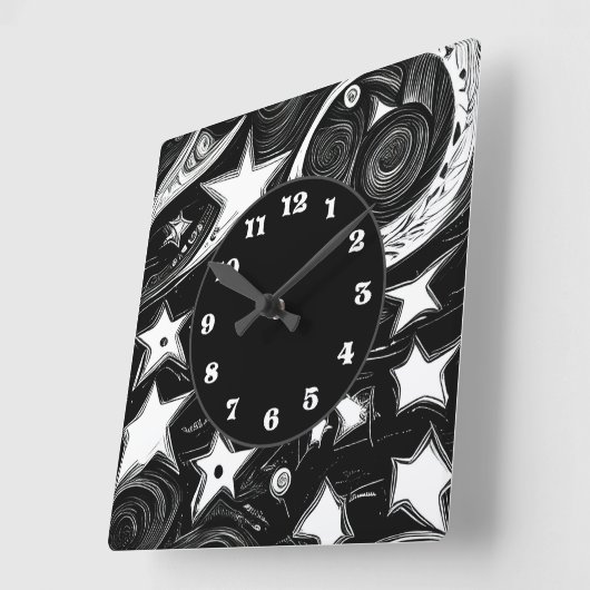 Abstracte moon en sterren vierkante klok (Hoek)