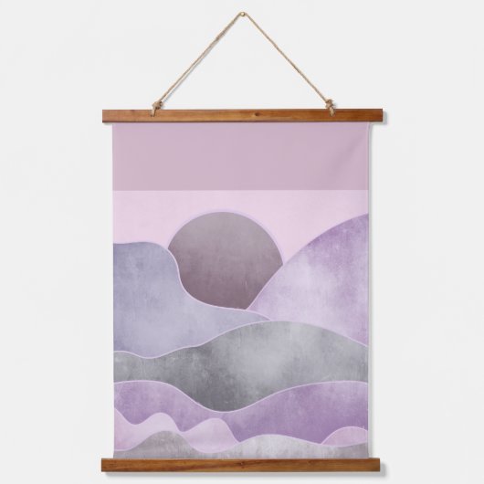 Abstracte Moon Mountains Lavender Gray Hangend Wandkleed (Voorkant)