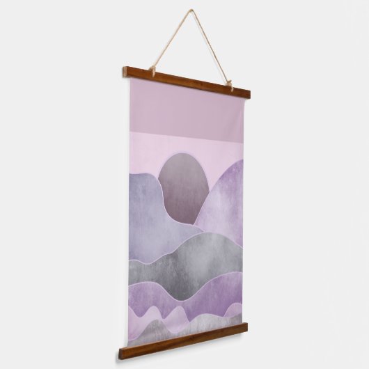 Abstracte Moon Mountains Lavender Gray Hangend Wandkleed (Gebogen)
