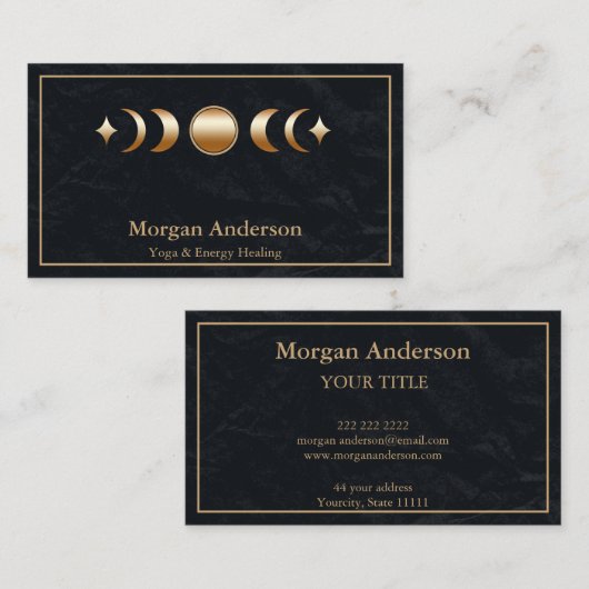 Abstracte Moon Phase Gold Spirituele Energie Heile Visitekaartje (Voorkant / Achterkant)