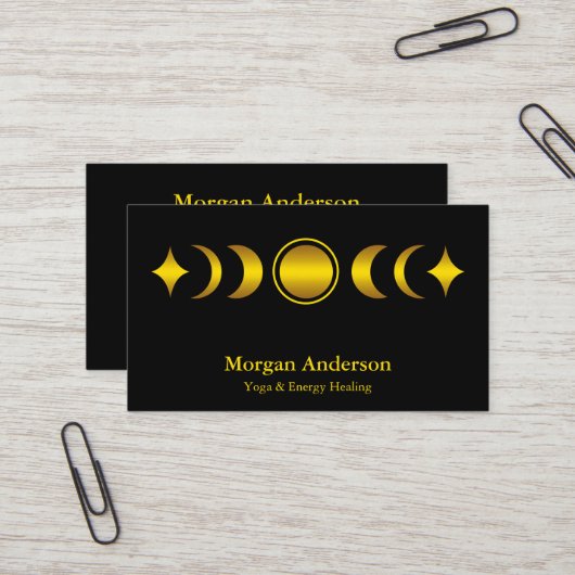 Abstracte Moon Phase Gold Spirituele Energie Heile Visitekaartje (Voorkant / Achterkant in situ)