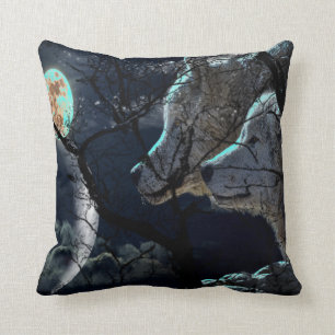 Abstracte Moon Tree nacht gloed wolf Throw kussen