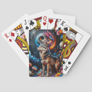 Abstracte Moon Wolf Pokerkaarten