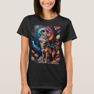 Abstracte Moon Wolf T-shirt