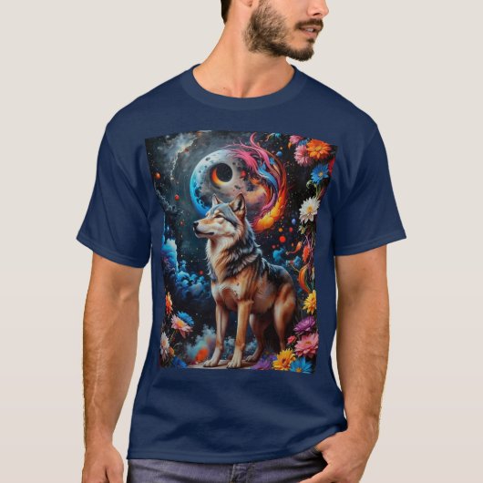 Abstracte Moon Wolf T-shirt (Voorkant)