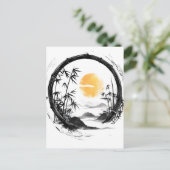 Abstracte Moon Zen Bamboo Flow Aankondigingskaart (Staand voorkant)