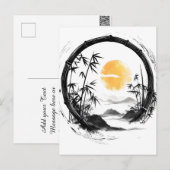 Abstracte Moon Zen Bamboo Flow Feestdagenkaart (Voorkant / Achterkant)