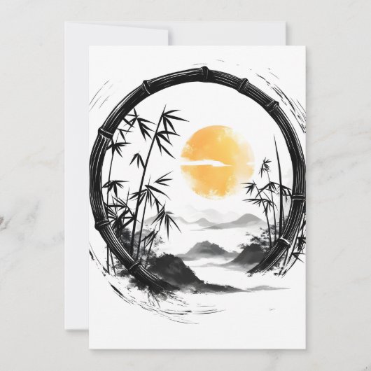 Abstracte Moon Zen Bamboo Flow Feestdagenkaart (Voorkant)