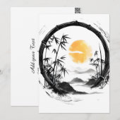Abstracte Moon Zen Bamboo Flow Feestdagenkaart (Voorkant / Achterkant)