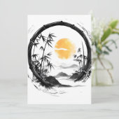 Abstracte Moon Zen Bamboo Flow Feestdagenkaart (Staand voorkant)