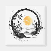 Abstracte Moon Zen Bamboo Flow Magneet (Voorkant)