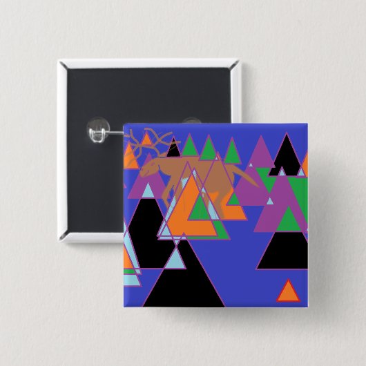 Abstracte Moose Badge Pin Vierkante Button 5,1 Cm (Voorkant /achterkant)