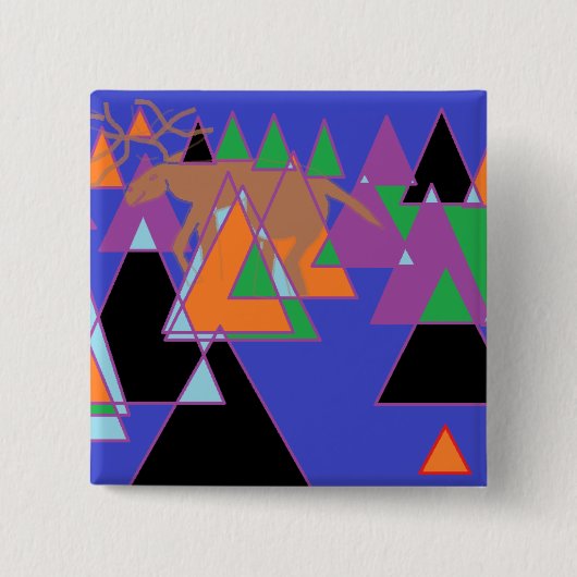 Abstracte Moose Badge Pin Vierkante Button 5,1 Cm (Voorkant)