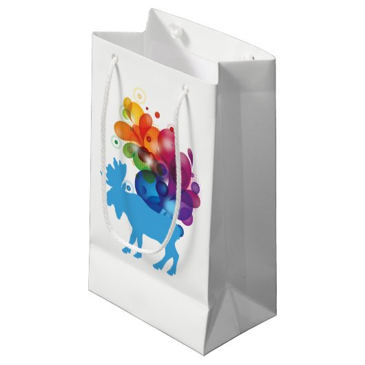 Abstracte Moose Gift Bag Klein Cadeauzakje (Voorkant Gekanteld)