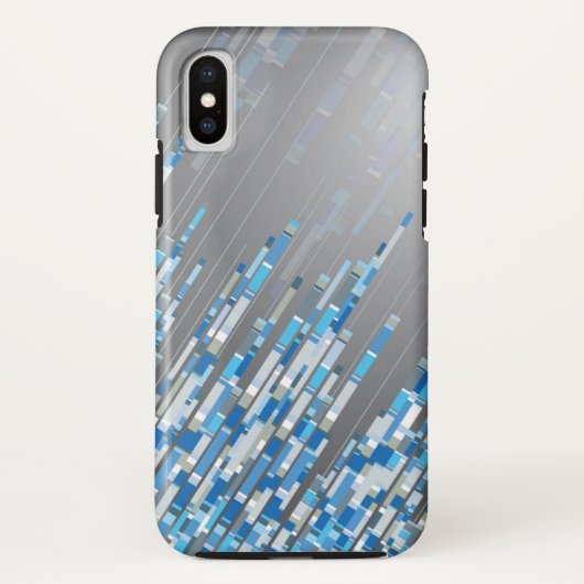 Abstracte Mosaic Art Blue Digital Lines Phone Case (Achterkant)