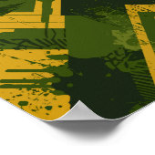 Abstracte mosterdstreken op een diepgroene achterg poster (Hoek)