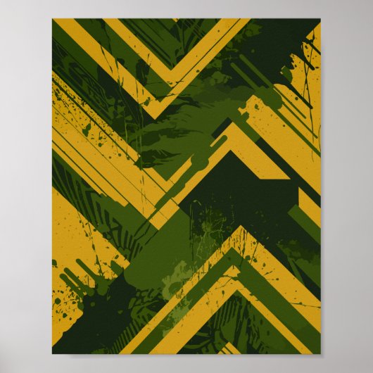 Abstracte mosterdstreken op een diepgroene achterg poster (Voorkant)