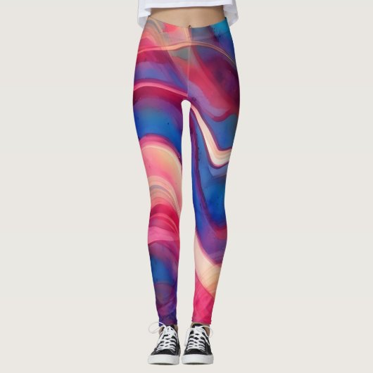 Abstracte Motion Art Kleurrijke Leggings (Voorkant)