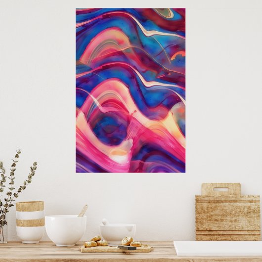 Abstracte Motion Flowing Art Kleurrijk Poster (Keuken)