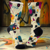 Abstracte Motion Sokken in Blauwgroen, Magenta en 