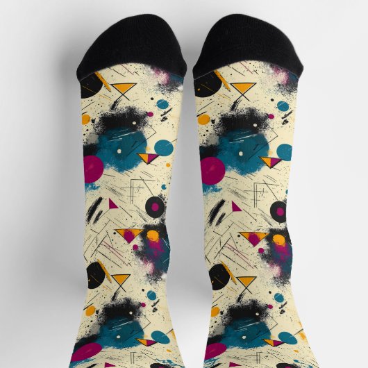 Abstracte Motion Sokken in Blauwgroen, Magenta en  (Top)