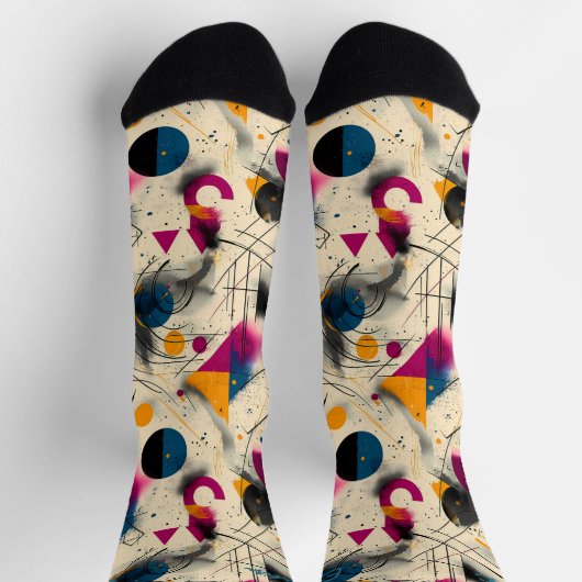 Abstracte Motion Sokken in Magenta, Sinaasappel en (Top)