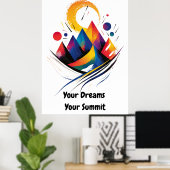 Abstracte Motivatie minimalistische bergkunst Poster (Thuiskantoor)