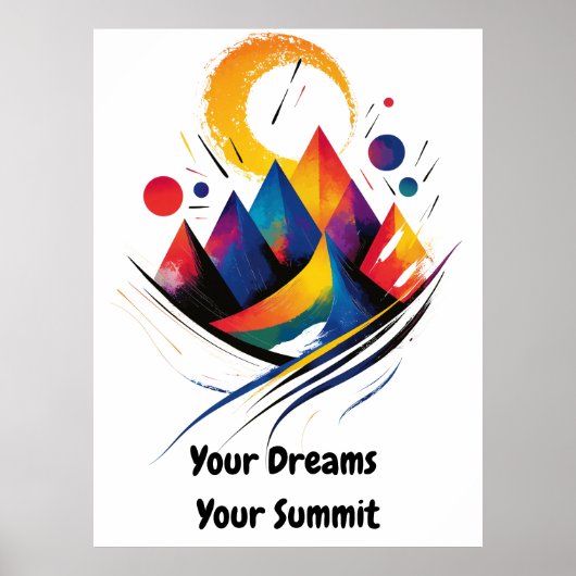 Abstracte Motivatie minimalistische bergkunst Poster (Voorkant)