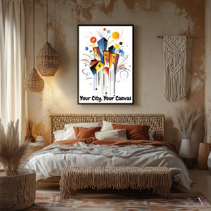 Abstracte Motivatie minimalistische skyline in de  Poster