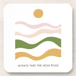 Abstracte Motivatie offerte Neem de High Road Bier Onderzetter