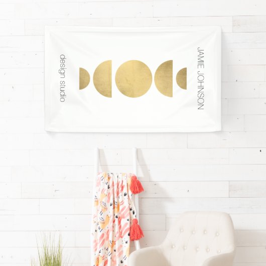 Abstracte motorfase Geometrische art Gold/White Spandoek (Insitu)
