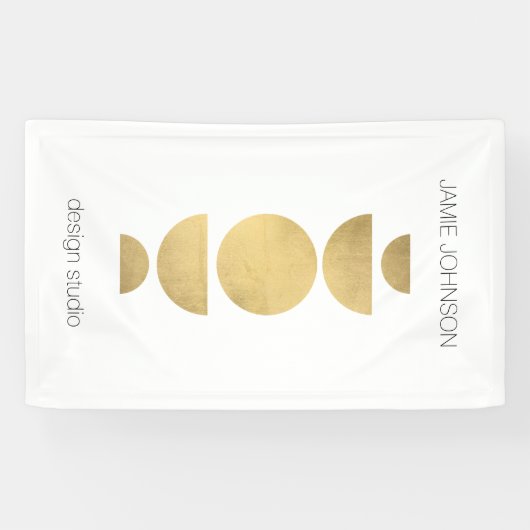 Abstracte motorfase Geometrische art Gold/White Spandoek (Horizontaal)