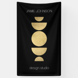 Abstracte motorfase Geometrische art Gold/zwart Spandoek