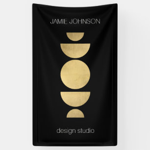 Abstracte motorfase Geometrische art Gold/zwart Spandoek