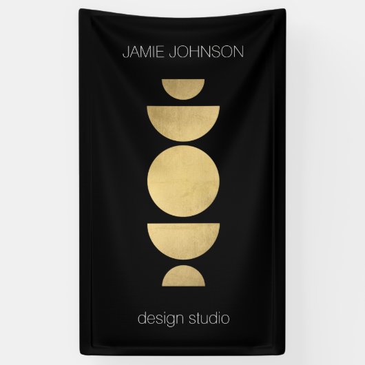 Abstracte motorfase Geometrische art Gold/zwart Spandoek (Verticaal)