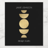 Abstracte motorfase Geometrische art Gold/zwart Wijn Etiket (Enkel label)