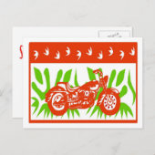 Abstracte motorfiets kerst feestdagenkaart (Voorkant / Achterkant)