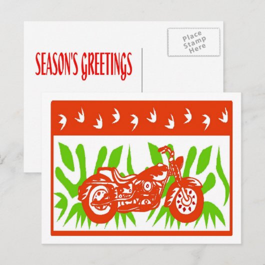 Abstracte motorfiets kerst feestdagenkaart (Voorkant / Achterkant)