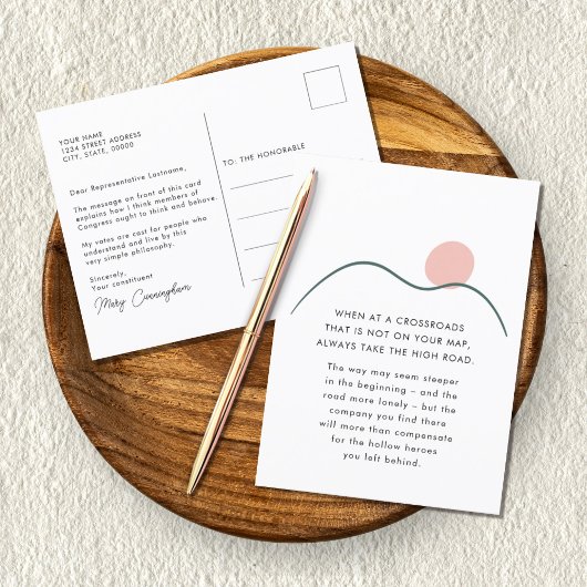 Abstracte Mountain Sun haalt de hoge prijs op de w Briefkaart