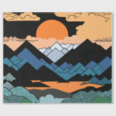 Abstracte Mountain Sunset Geometrische Gift Cadeaupapier (Vlak)