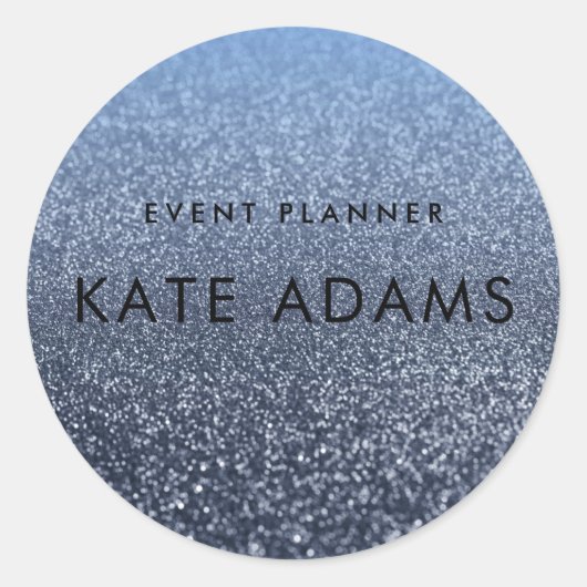 Abstracte mousserende goudmarmer-donkerzeemacht ronde sticker (Voorkant)