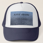 Abstracte mousserende goudmarmer-donkerzeemacht trucker pet (Voorkant)