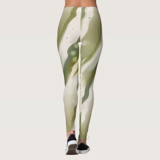 Abstracte mousserende groene Creative Flow Art Leggings (Achterkant)