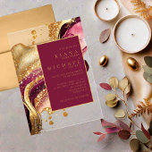 Abstracte Mousserende Huwelijkswijn Rode ID1018 Acryl Uitnodigingen