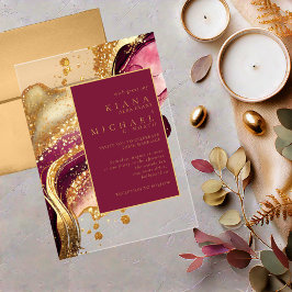 Abstracte Mousserende Huwelijkswijn Rode ID1018 Acryl Uitnodigingen