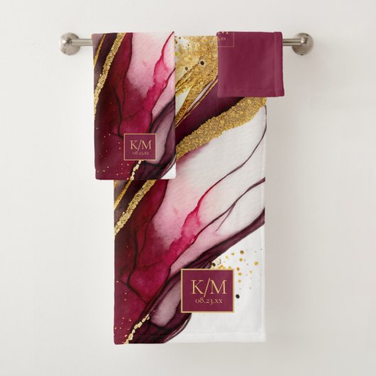 Abstracte Mousserende Huwelijkswijn Rode ID1018 Bad Handdoek (Insitu)